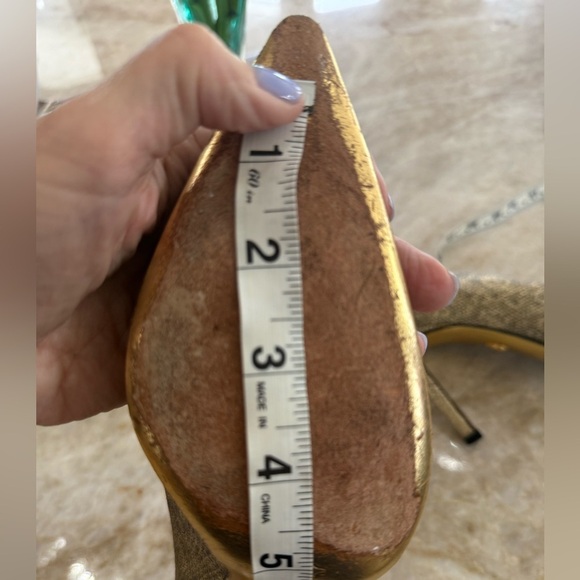 Judith Leiber Gold Tan  snake embossed Heels with Pointed Toe - Picture 14 of 16